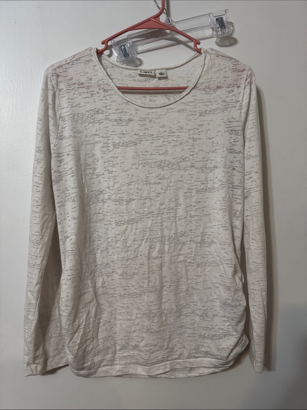 Cato Long Sleeve Cream Heathered Tee